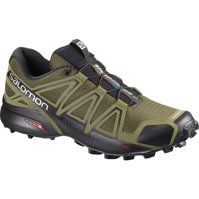 Salomon Singapore Mens Trail Running Shoes - SPEEDCROSS 4 Khaki/Black | 20193-TBUR